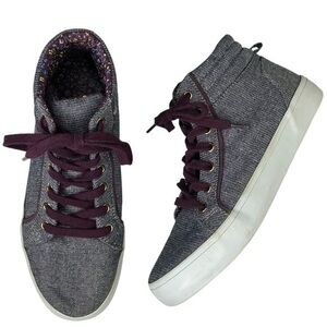 Old Navy Girls Hightop Sneakers Chambray Blue Metallic Gold Sparkle and Purple